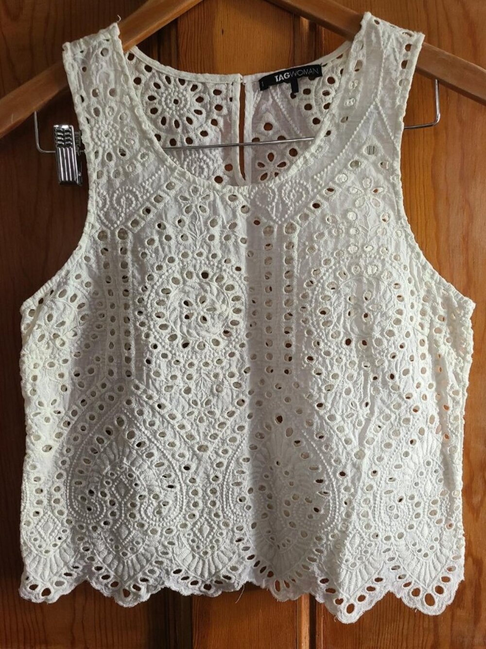 Like New TAGWOMAN Crisp White Cotton Lace Tank Size 1